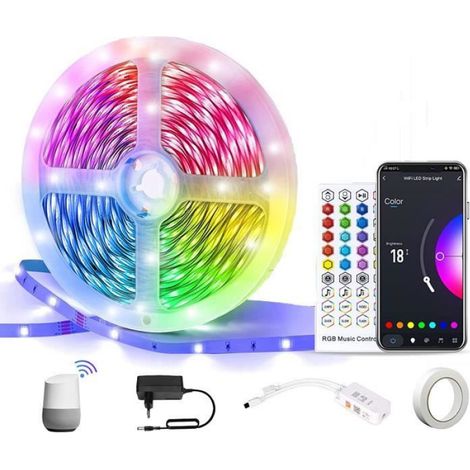 Bande LED 15m Wifi flexible smart app contrôle RGB changement de couleur synchronisation musicale - (1/5)