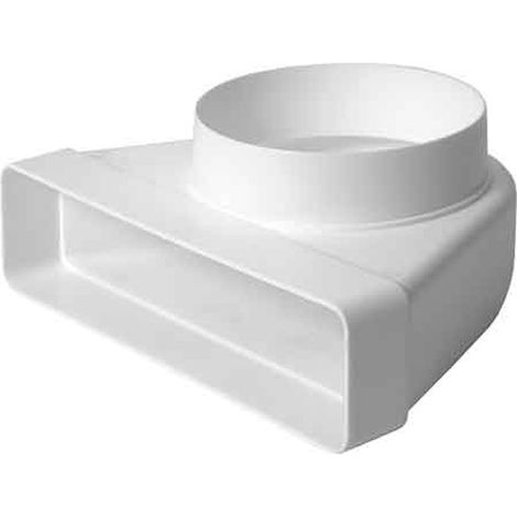 COUDE AVEC RÉDUCTION DE TUYAU ROND À RECTANGULAIRE De Ø 100 mm
