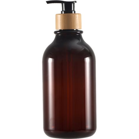 NALOOKAMIC 2 Pack 500ml Soap Dispenser for Shower Gel, Soap, Dishwashing Liquid for Kitchen, with Bamboo Pump and Soap Dish, Brown (1/4)