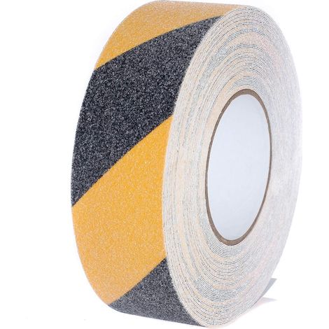 ZOLGINAH [20Mx5cm] Cinta Adhesiva Antideslizante, Adhesivo Fuerte, Cinta Autoadhesiva Antideslizante, para Interior y Exterior, para Seguridad en el Trabajo y el Hogar. Cinta de seguridad, negra/amari (1/5)