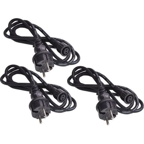 Cavo di alimentazione per cavo di ricambio per catene luminose Cavo di ricambio per catene luminose da 1,5 metri per esterno, nero, IP44, 150 cm, set di 3