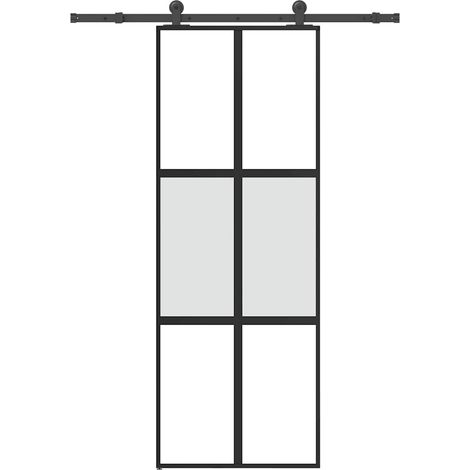 Schiebetür mit Beschlag 76x205 cm Hartglas & Aluminium