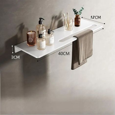 (A-40cm) Porte-serviettes en aluminium pour salle de bain, plateau de rangement (1/5)