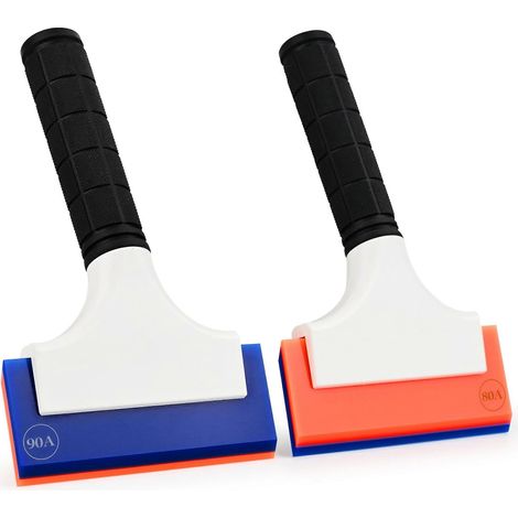 Raclette double face de 12,7 cm (5 pouces), lot de 2, avec lames en caoutchouc de dureté différente pour le nettoyage des pare-brise de voiture, des vitres, des douches et du carrelage raclette sans (1/5)