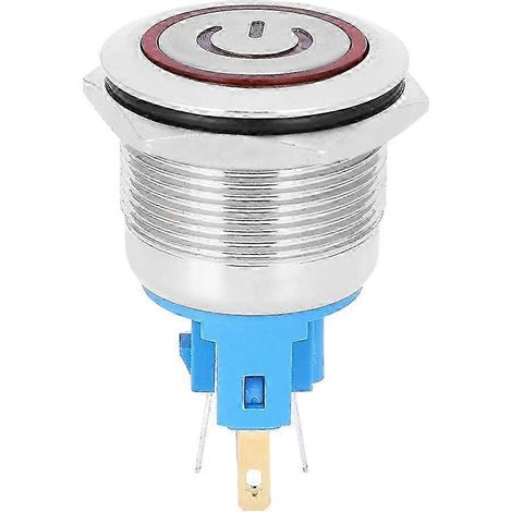 6-poliger 22-mm-Edelstahl-Reset-Drucktaster (IP65), 2er-Pack, DC 12–24 V, mit roter Kontrollleuchte (1/4)