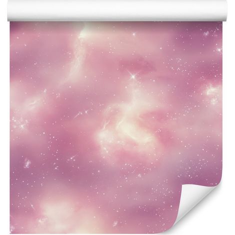 Papier peint aquarelle galaxie violet, rose poudré et corail 50x1000 cm (1/5)