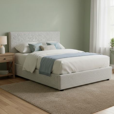 Cama Doble Basildon, Desenfundable, Hecho en Italia, Gris Claro (1/4)