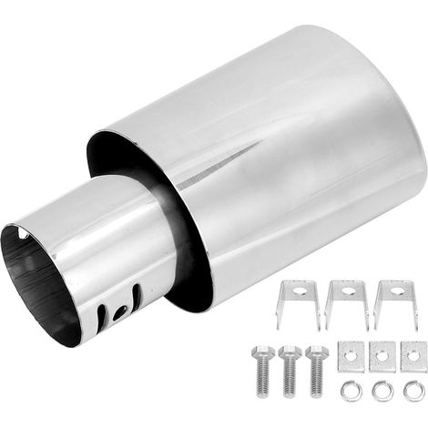 Punta de escape universal de acero inoxidable para coche, 50 mm de diámetro, fácil instalación sin taladrar ni soldar.