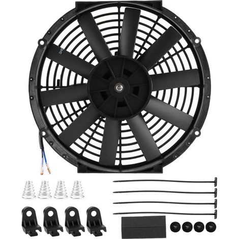 Ventilador de radiador de 12 pulgadas para coche, de empuje/tracción, para refrigeración del compartimento del motor, con kit de montaje, piezas modificadas automáticamente -Crezuo