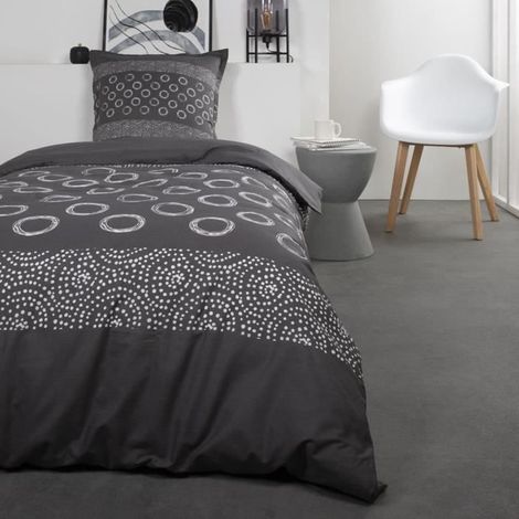TODAY Cotton Bed Set for 1 person - 140x200 cm - Gael Gray Print (1/3)