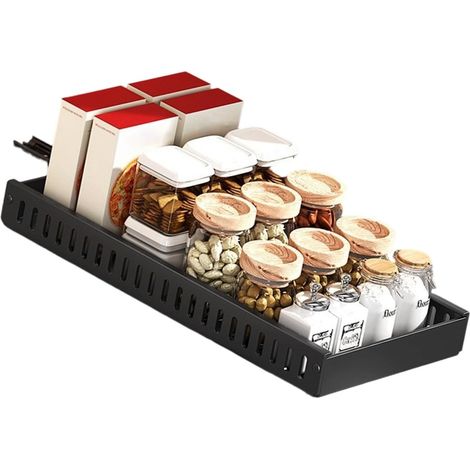 Étagère de rangement coulissante de cuisine avec étagères multi-compartiments en acier au carbone pour armoires, comptoirs, étagère à ustensiles de cuisine antirouille (1/5)