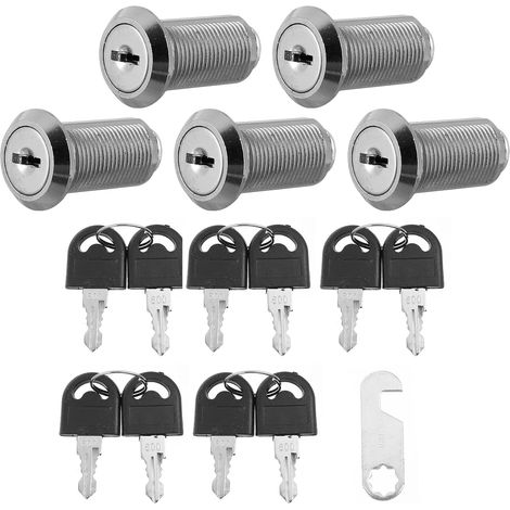 Verrou à came pour armoire autoportante, lot de 5 pièces, argent