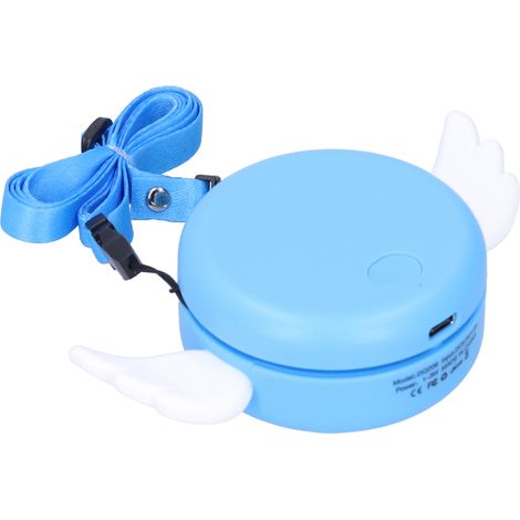 Ventilateur de cou rechargeable USB, sans pales, portable pour intérieur et extérieur, réglable, bleu