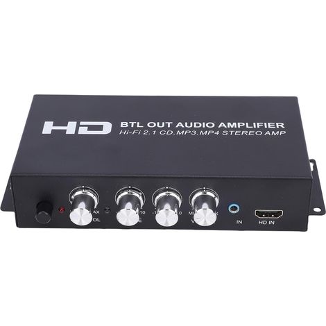 Amplificateur de Puissance Stéréo, Récepteur de Son HiFi 2.1 Canaux avec 5.0, Contrôle des Aigus des Basses, pour Home Cinéma, Voiture, Bateau, Utilisation en Extérieur (Prise UE) (1/5)
