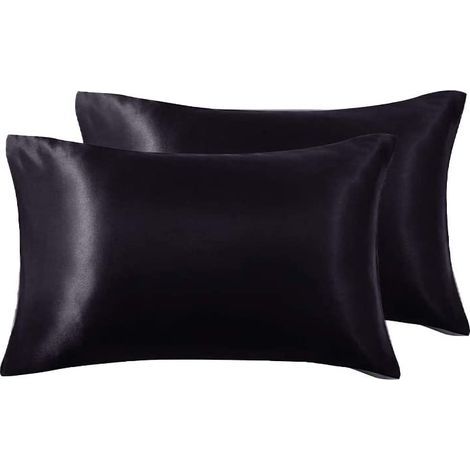 Lot de 2 taies d'oreiller en satin pour cheveux et peau, avec fermeture à enveloppe (1/5)