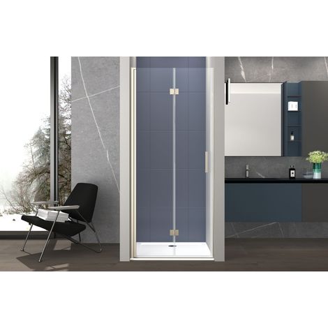 Box doccia 70 cm apertura a SOFFIETTO nicchia H200 cm cristallo 6mm profilo SATINATO LIAM (1/4)