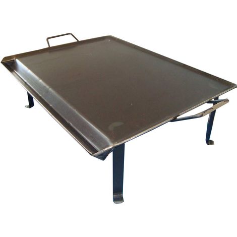 Plaque de Cuisson en Acier 4 mm avec 2 Poignées et Pieds