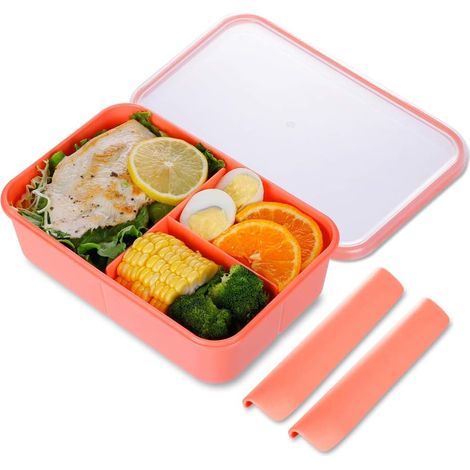 Tragbare Lunchbox mit 3 Fächern, Lebensmittelbehälter für Erwachsene, BPA-frei