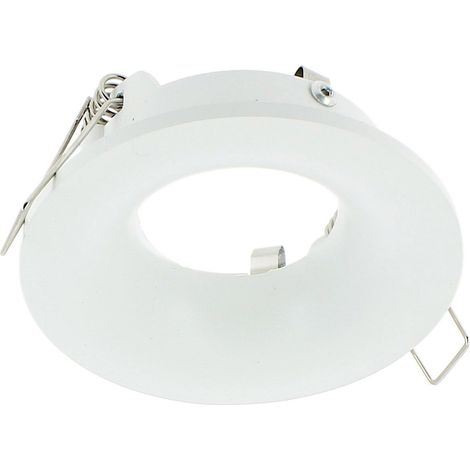 Support spot curvé LED étanche IP65 – Fixe rond blanc – Pour milieu humide – Diamètre extérieur 85mm – Fixation facile par 2 pattes à ressort (1/5)