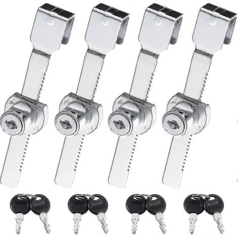 Lot de 4 loquets pour portes coulissantes en verre, verrous de sécurité pour vitrines, présentoirs, armoires, boîtes aux lettres, portes et supports.