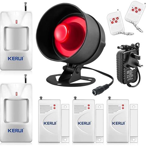 Alarme Maison sans Fil, Sirène Porte Télécommande Detecteur de Mouvement Système Sécurité Kit pour Garage/Voiture/Appartement (1/5)