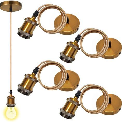 4 Pièces E27 Suspension Vintage En Métal, 100 Cm Suspension En Métal E27, Porte Lampe, Pour Éclairage Au Plafond Salon Chambre Cuisine (1/5)