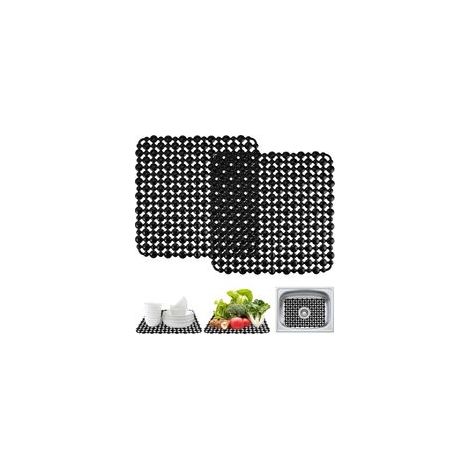 Noir 2 Pièces Tapis Evier Cuisine 28 X 28Cm Tapis D'Évier de Cuisine, Silicone Protection Evier Cuisines, Protege Evier Antidérapant, Tapis Eviertapis D'Évier Découpable pour Vaisselle Et Les Éviers (1/5)