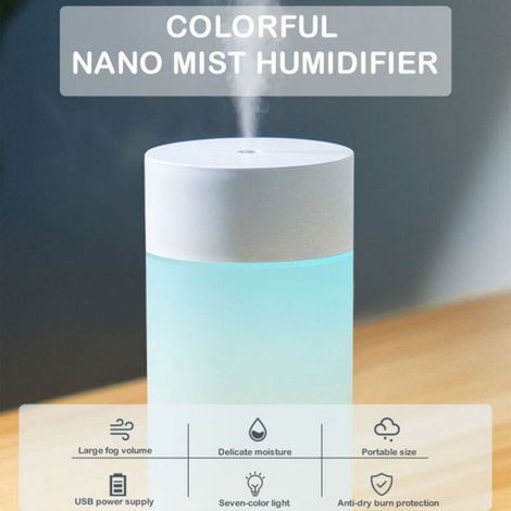 Humidificateur Nano Brume - 260 ml - 10 Mèches Incluses - Arrêt Automatique - Pour Chambre Bureau - 1 Pièce (1/5)
