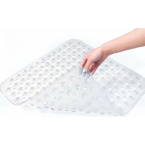 Shower Bath Mat, 53x53cm Non-Slip Bathtub Mat, Square Non-Slip Shower Mat with Suction Cups, Anti Slip Mat, Machine Washable, Transparent (1/5)