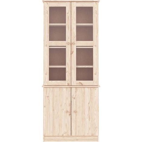 Vitrine en Bois Massif de Pin, Meuble d'Exposition avec Étagères, 77x35x186.5 cm, Armoire de Rangement Élégante pour Salon ou Bureau (1/5)