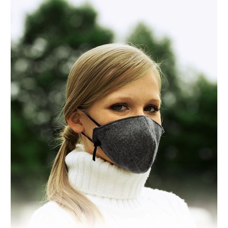 bequeme Kältemaske grau waschbar Kälte Gesichtsmaske 3-lagig Winter Polyester