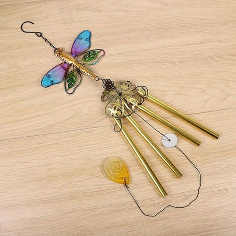 Carillon Éolien - Colibri - Tubes Aluminium - Verre Peint À La Main - Pour Jardin Porte Fenêtre Mur - 1 Pièce (1/5)