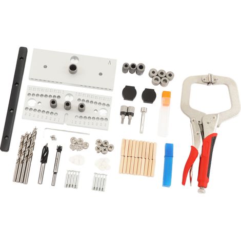 Tischler-Bohrlochpositionierer 3 in 1 Präziser Stempelpositionierer aus Aluminiumlegierung für Holzbearbeitung Silber (1/5)