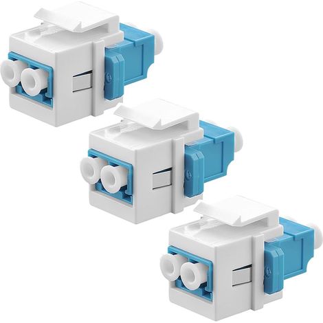 LC to LC Coupler Multimode Fiber Optic LC Female to Female Connector Fiber Optic Module Keystone Jack LC for Wall Panels Patch Panels 3 Pack (1/5)