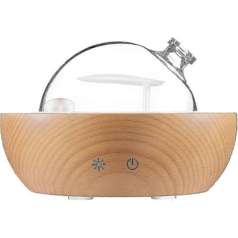 Diffuseur d'huiles essentielles en verre avec base en bois véritable, diffuseur d'aromathérapie amélioré 2022, humidificateur à diffusion d'arômes