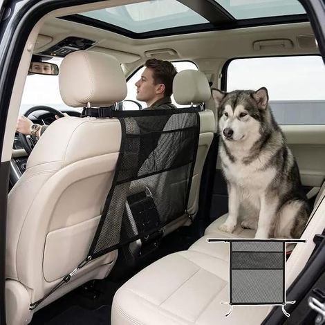 Grille de séparation universelle pour chien, avec poches de rangement, pour SUV, berlines et pick-ups (1/5)