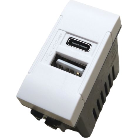 Presa USB + Tipo 'C' - Compatibile bTicino Living Light - 1 Modulo - TOT