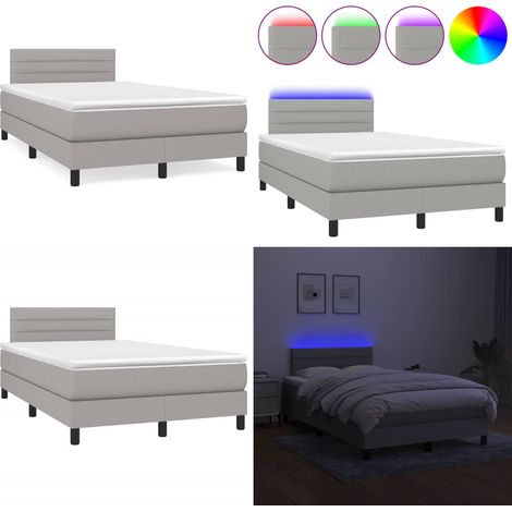 Boxspringbett mit Matratze & LED Hellgrau 120x190 cm Stoff - Boxspringbett - Doppelbett - Schlafsystem - Lattenrost - Bettauflage - Home & Living (1/5)