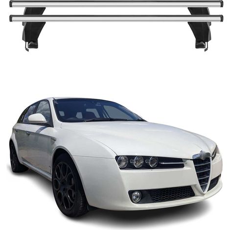 OMAC Dachträger Querträger Alu für Alfa Romeo 159 Sportwagen 2005-2011 – Abschließbar – T-Nut – City-Crash-getestet – Max. 50 kg Silber (1/5)