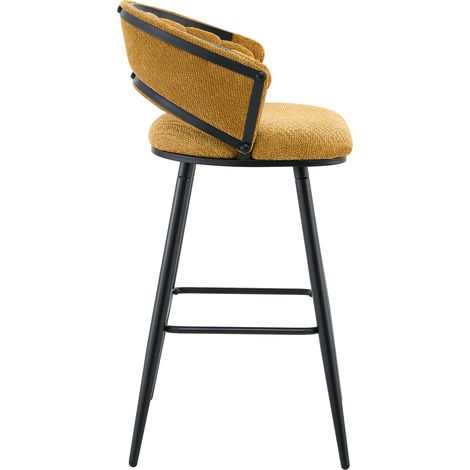 Set di 2 sgabelli da bar in velluto giallo con gambe in metallo nero 56 x 50,5 x 98,5 cm MODENUIT (1/5)