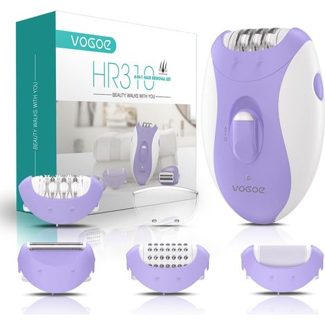 Epilateur Electrique Femme, Épilateur 4 en 1 pour le Corps, HR310  rasoir sans fil rechargeable pour visage, jambes, bras, aisselles, bikini, 2 vitesses, 21 pinces couvertes, Violet (1/5)
