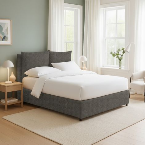 Letto Singolo Penrith, Sfoderabile, Contenitore Made in Italy, Grigio Tortora (1/5)