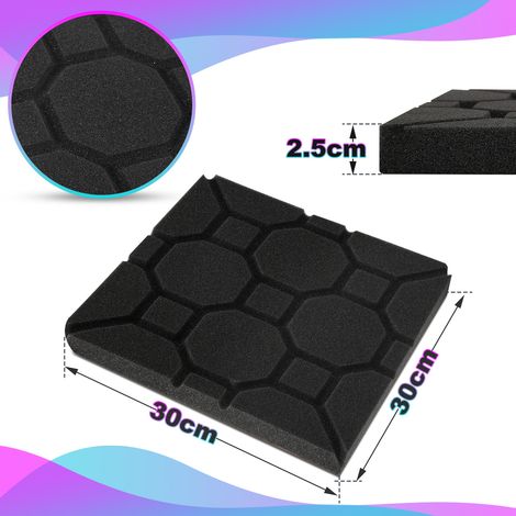 Wolketon Schiuma acustica 24X Schiuma acustica per Podcasting, Studi di registrazione, Uffici, quadrata 30x30x2,5cm