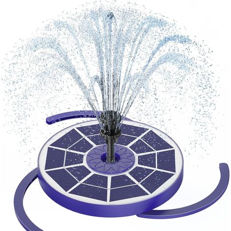 Fontaine Solaire 3,5 W avec Batterie Pompe Flottante avec Verre Bleu Foncé pour Jardin Étang et Divers Jets d'Eau (1/5)