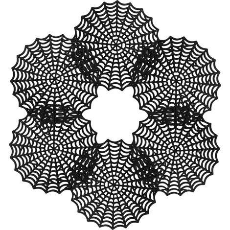 Set di 6 sottobicchieri cavi in PVC, tappetini per tazze, decorazioni per la tavola (ragnatela nera) (1/5)