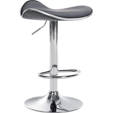 Sgabello da bar x1 sedile ergonomico in PVC grigio piede a tromba in metallo effetto cromato 100005381