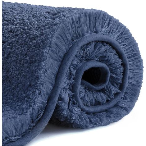 Tapis de Bain Antidérapant Tapis Salle de Bain Épaissi Tapis Sortie de Douche Absorbant Tapis de Sol Ultra Doux en Microfibre, Séchage Rapide, Lavable en Machine - 50 x 80cm (Bleu Marine) (1/5)