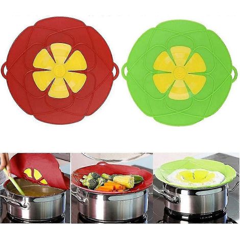 2 couvercles anti-débordement, protection contre les ébullitions, 10,2" vert + rouge [jkw] (1/5)