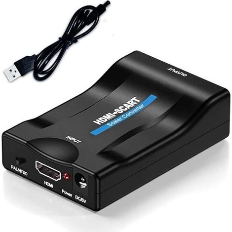 Convertisseur HDMI vers péritel, Adaptateur audio vidéo HD 1080p, Prend en charge les formats PAL-NTSC HDMI vers péritel Conver A197