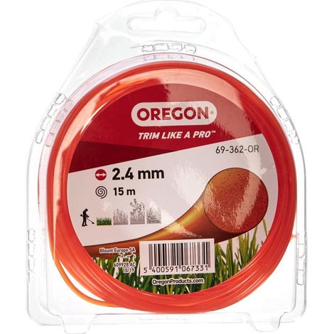 Oregon Filo per Decespugliatore Tondo in Nylon Resistente, Adatto alla Cura del Prato ed a Rimuovere Erbacce e Aiuole, Compatibile con Numerosi Marchi, 2,4 mm x 15 m (69-362-OR), Arancione (1/5)